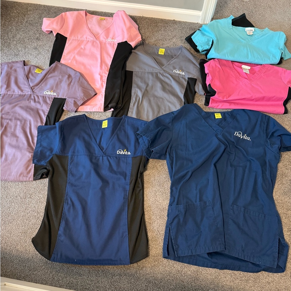 DaVita Scrub Tops Set - Blue, Pink, Purple, Gray